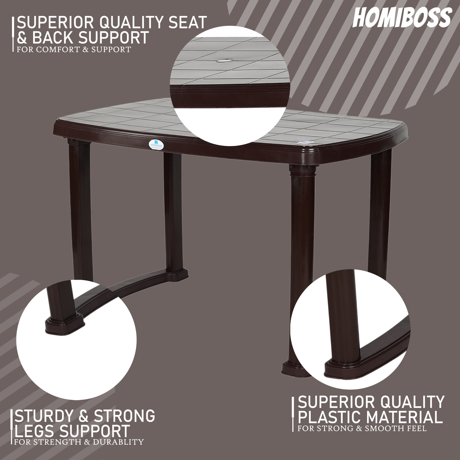 Image of HOMIBOSS Plastic foldable Table for dinner, lunch, computer, study ( color - Brown ) Plastic Outdoor Table (Finish Color - BROWN, DIY(Do-It-Yourself))