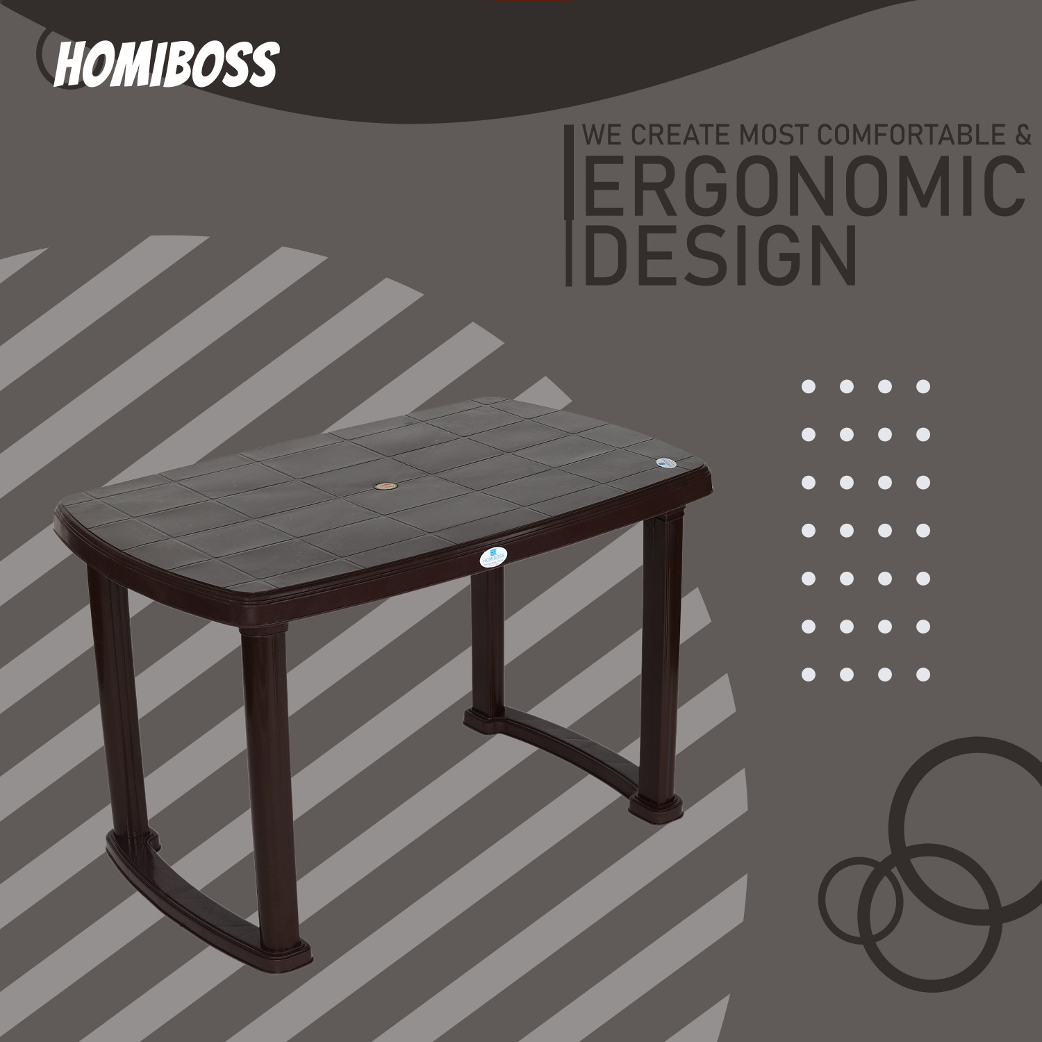 Image of HOMIBOSS Plastic foldable Table for dinner, lunch, computer, study ( color - Brown ) Plastic Outdoor Table (Finish Color - BROWN, DIY(Do-It-Yourself))