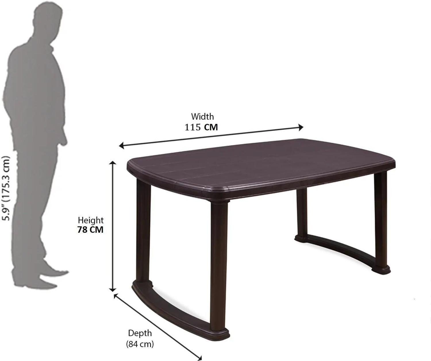 Image of HOMIBOSS Plastic foldable Table for dinner, lunch, computer, study ( color - Brown ) Plastic Outdoor Table (Finish Color - BROWN, DIY(Do-It-Yourself))