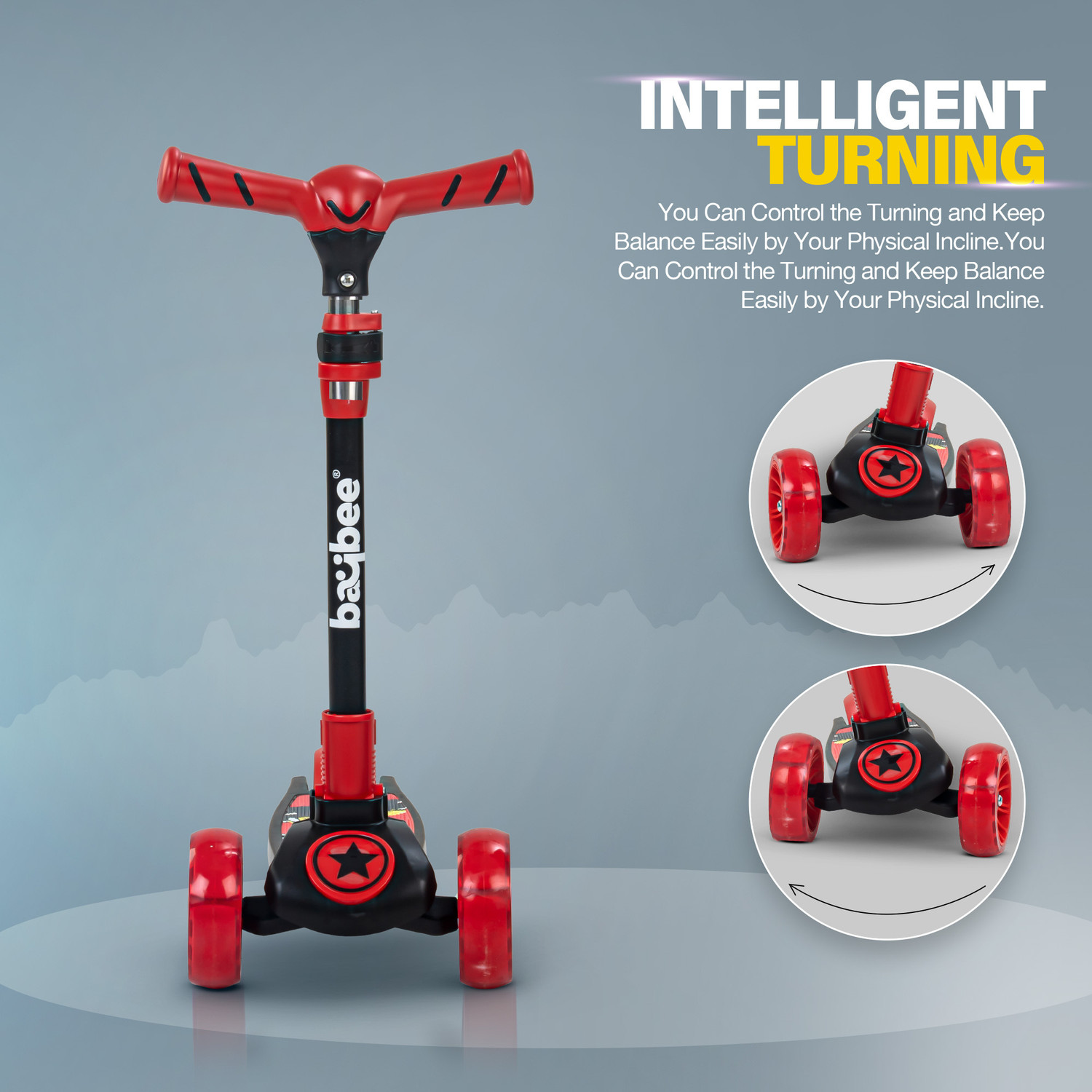 Image of baybee Kitty Kids Kick Scooter for Kids Baby Runner Skate Scooter with LED PU Wheels