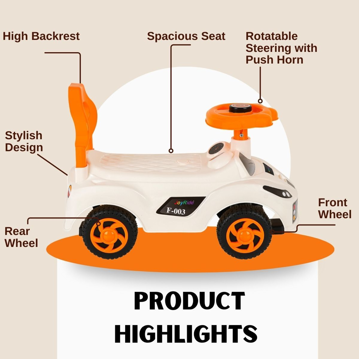 Image of JoyRide Ride on Car | Toys car | Push Car | Cycle | Sports Car | Ride on Toy with Hor