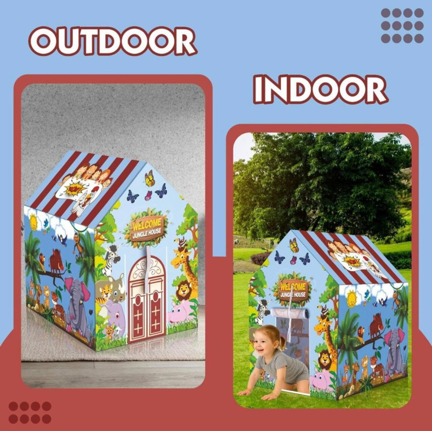 Image of Eligent Enterprise Premium Kids Play Tent House | Jungle Theme | Thick Fabric | Easy Foldable