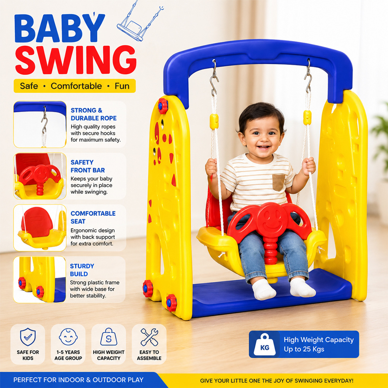 Image of Toy Plus Metal Single Swing and Glider with Mist Feature
