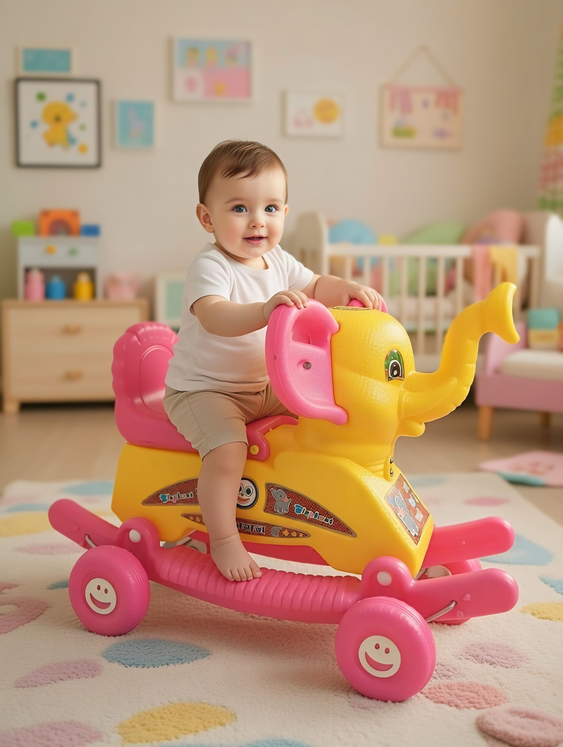 Image of oh baby Elephant Rider for Kids 1-5 Years Rideons & Wagons Non Battery Operated Ride