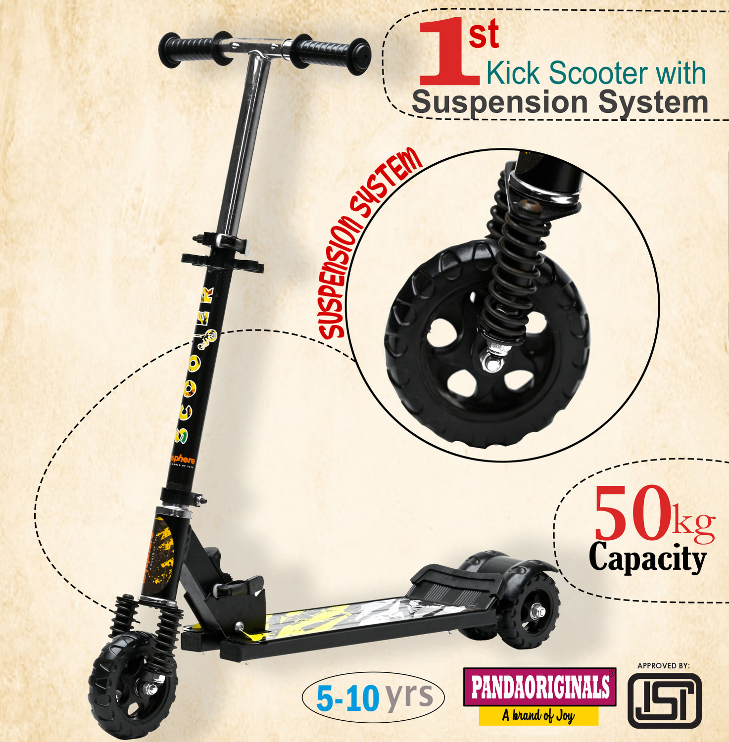 Image of Pandaoriginals Steel Foldable Trike & Height Adjustable | WEIGHT : 50 KG | AGE 5-10 YRS Tricycle