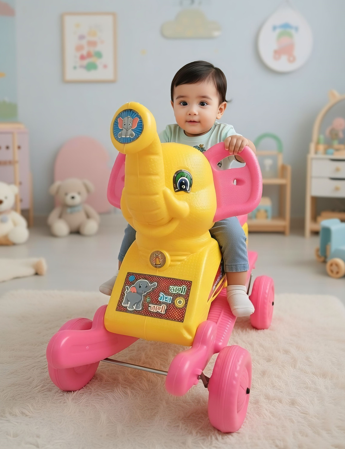 Image of oh baby Elephant Rider for Kids 1-5 Years Rideons & Wagons Non Battery Operated Ride
