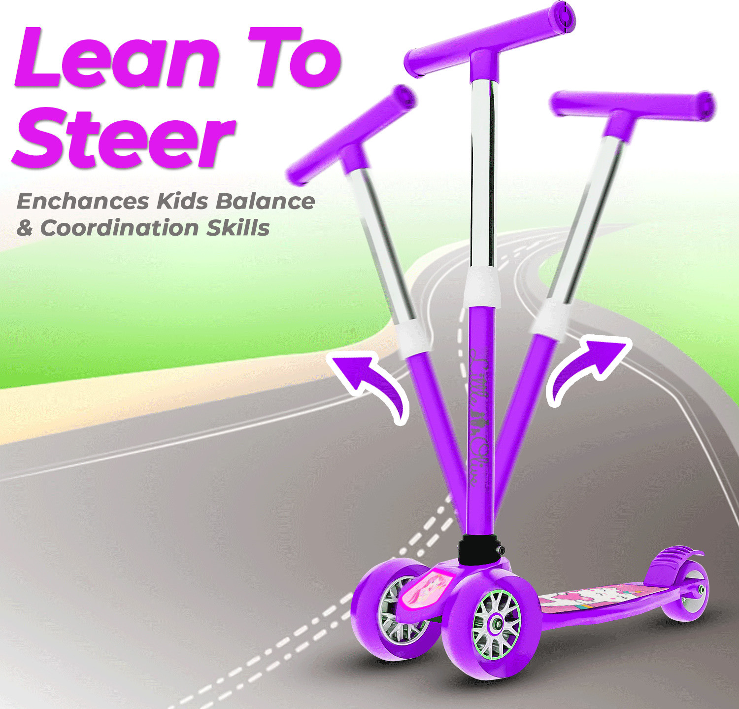 Image of Little Olive Tikes Adjustable Scooter with Wide Brakes for Kids, Lightweight, Foldable