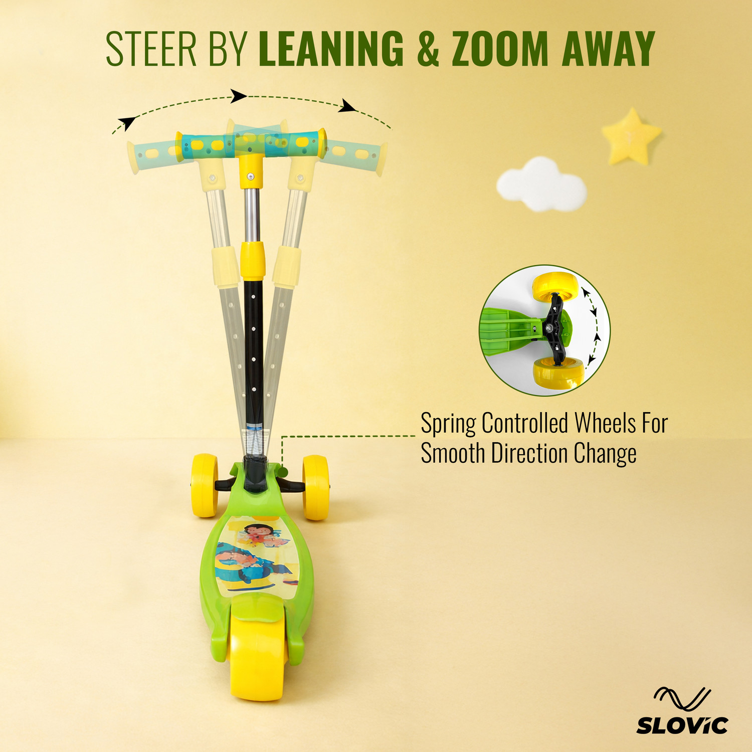 Image of SLOVIC Kick Scooter For Kids 3+ Years with Adjustable Handle Height Lightweight Kids Scooter