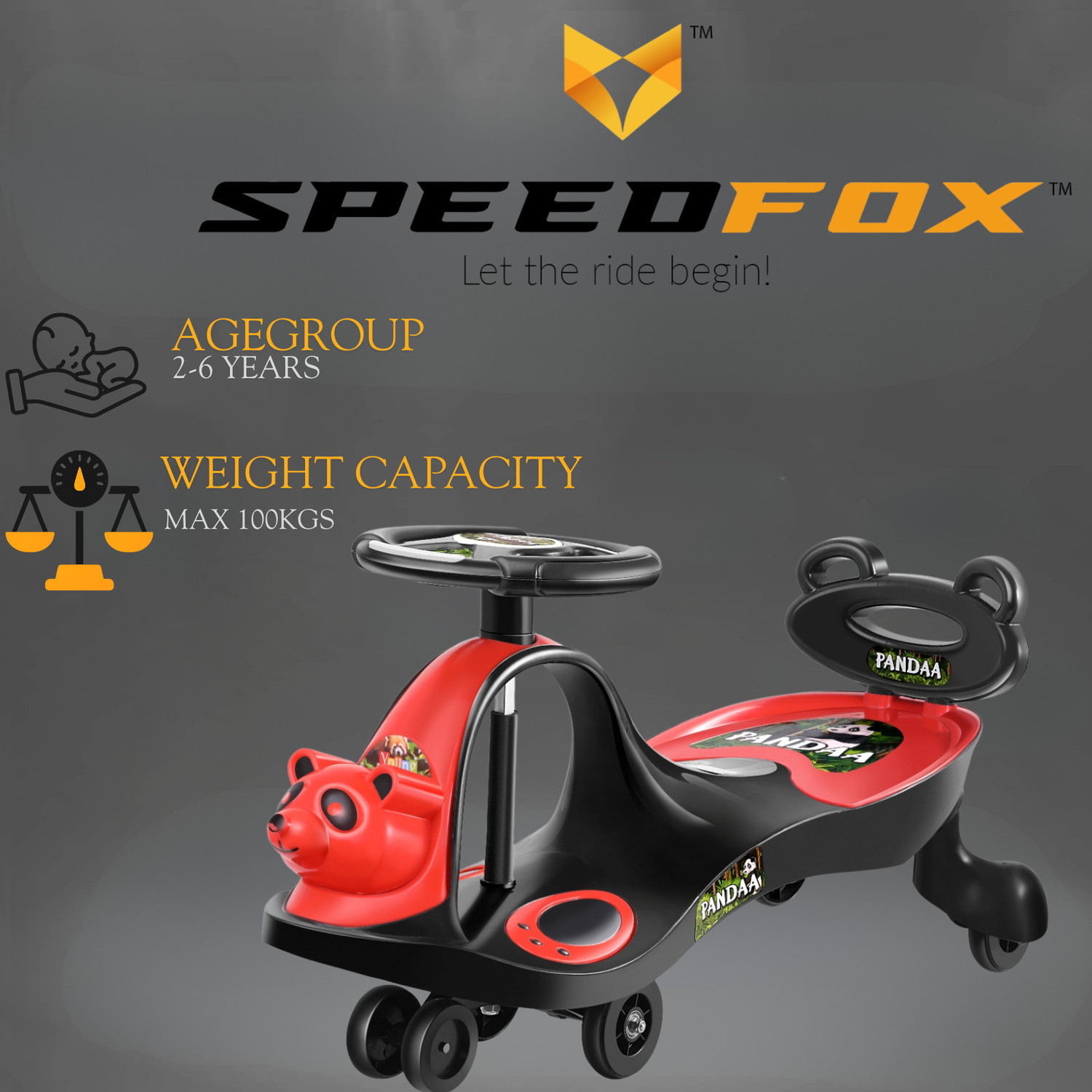 Image of SPEEDFOX Swing Car Ride-On | Musical Twist Car with Smooth Wheels | No Pedal Ride Toy