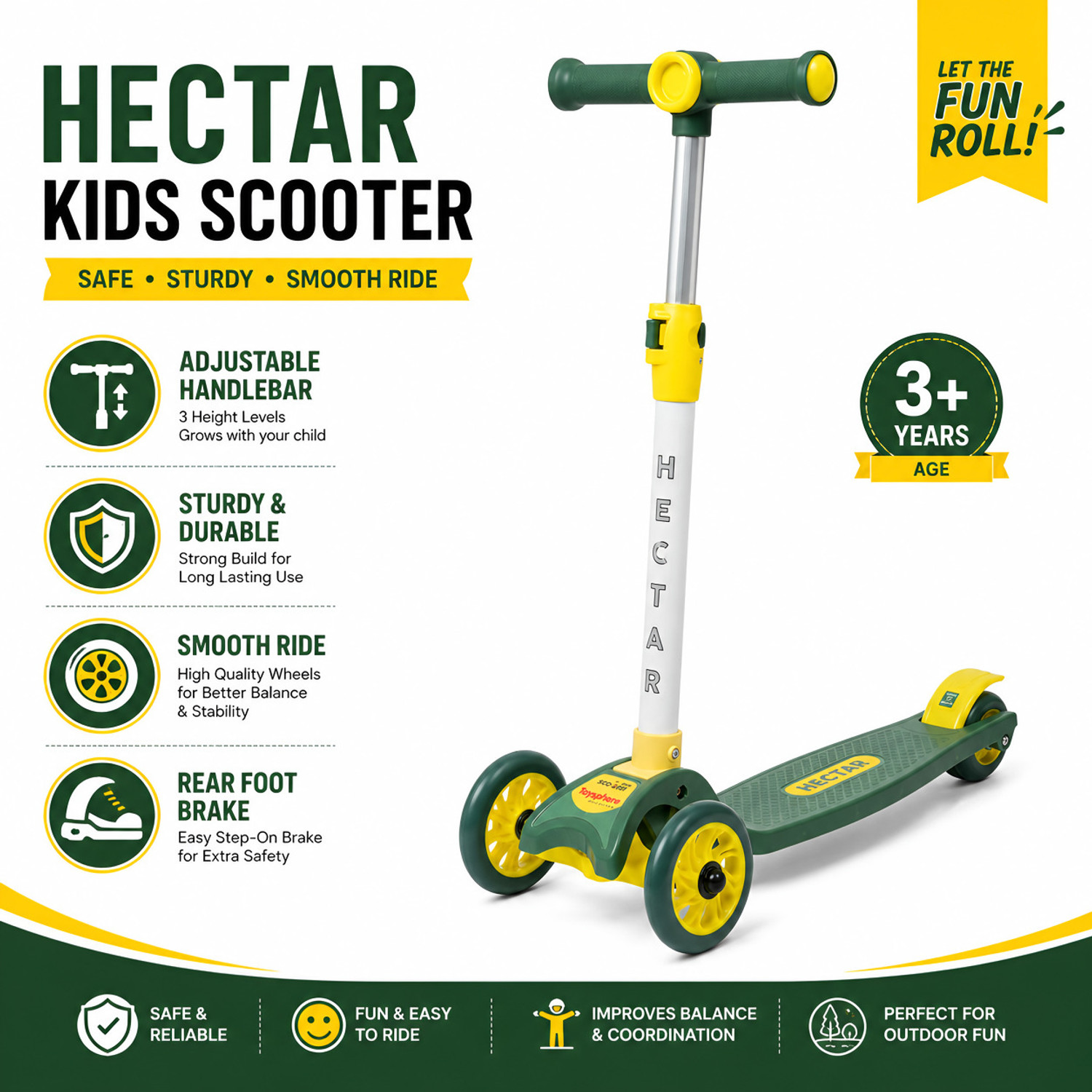 Image of joymax Kids Scooter with Adjustable Handlebar - Fun, Safe Outdoor Ride for Boys & Girls