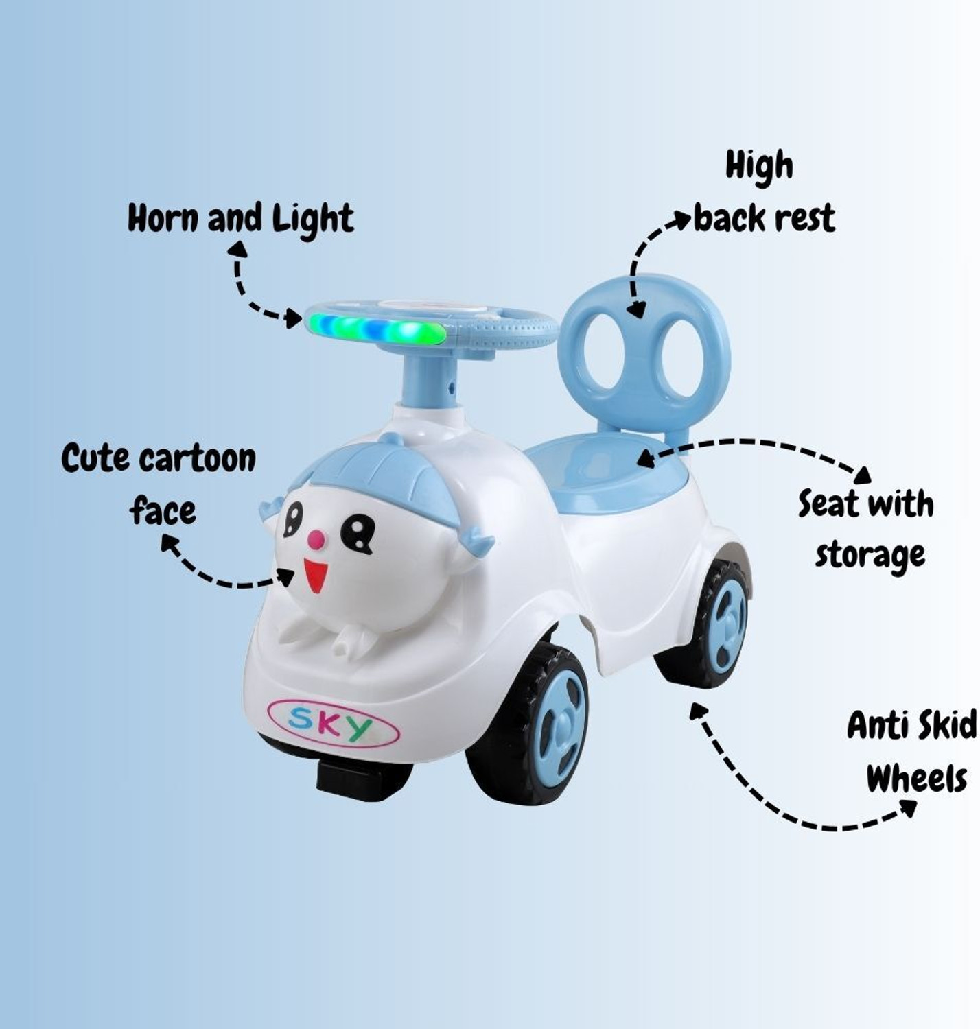 Image of JoyRide Joker 366 Ride on & Car for Kids with Music & Horn Steering, Push Ride On Car