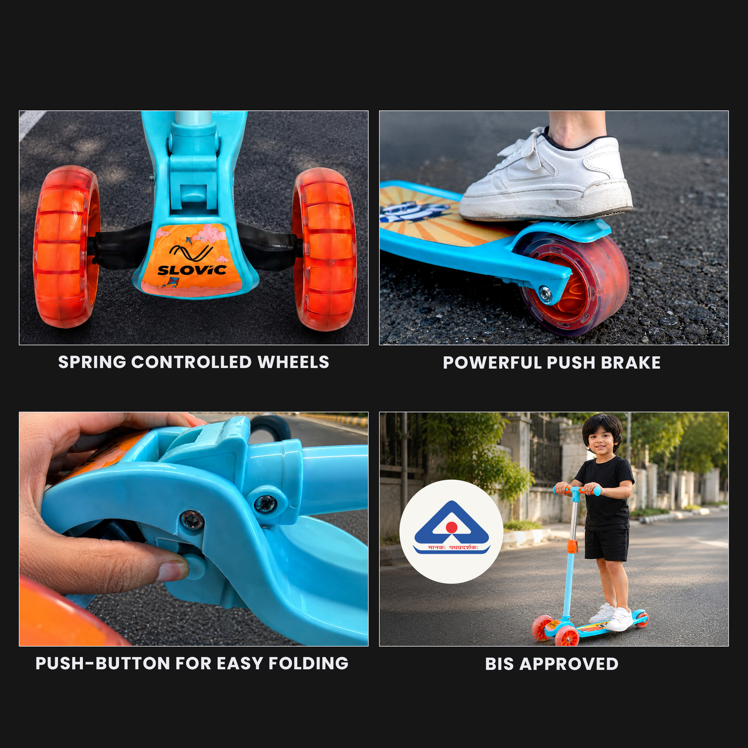Image of SLOVIC Kick Scooter For Kids 3+ Years with Adjustable Height | Lightweight & LED Weel Kids Scooter