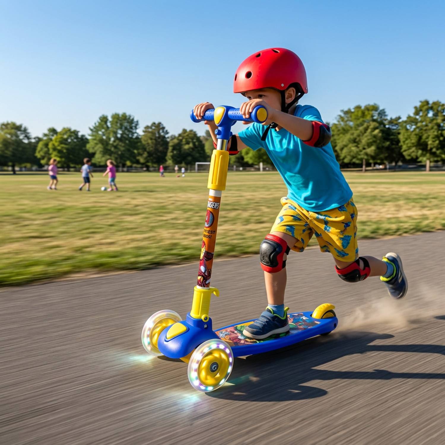 Avengers Heroglide Premium Ride Scooter for Young Kids with Rear Tyre Brake