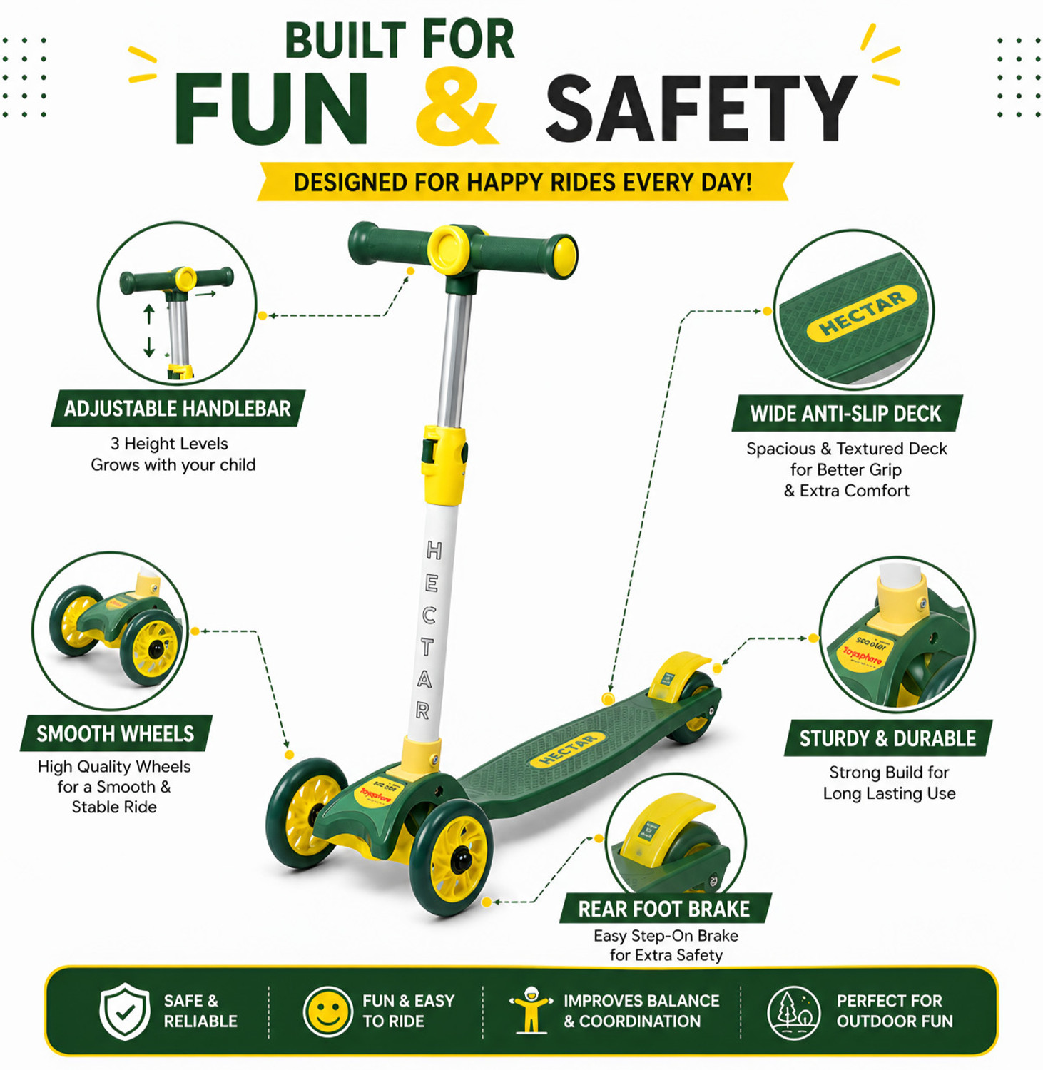 Image of joymax Kids Scooter with Adjustable Handlebar - Fun, Safe Outdoor Ride for Boys & Girls