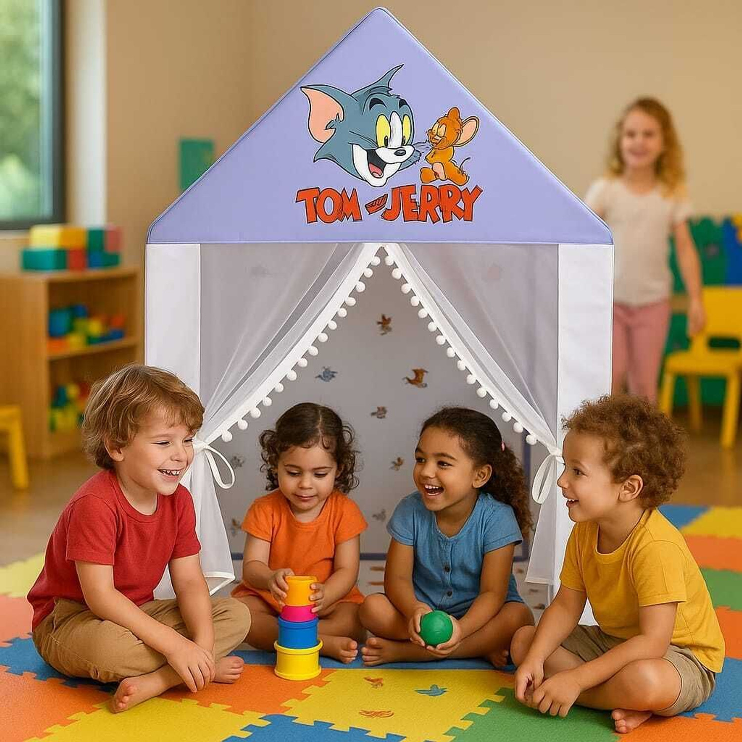 Image of HERRYENTERPRISE Tom & Jerry Light Weight Kids Play Tent House for 3 to 10 Years Old