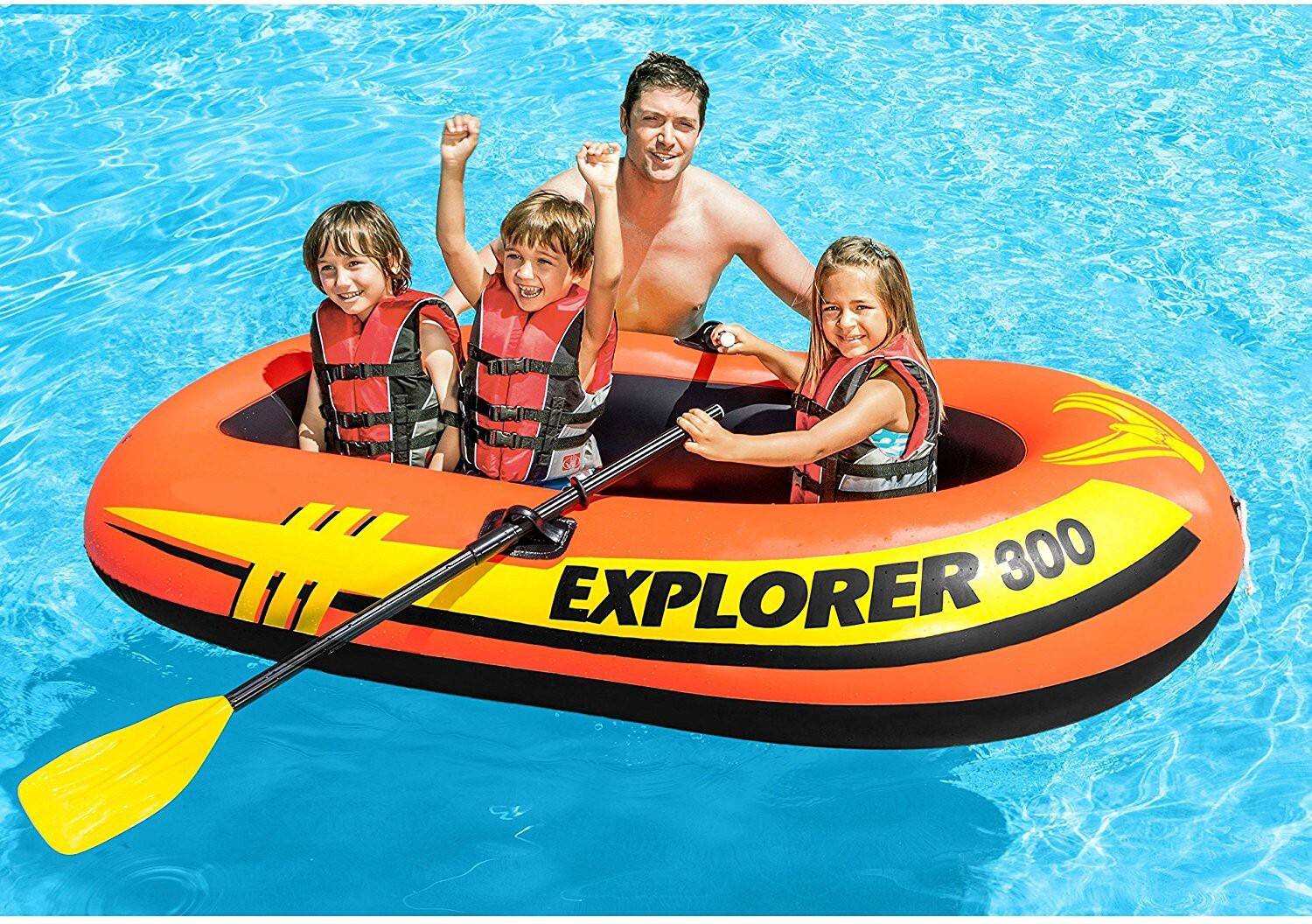 INTEX Explorer 300 Boat Set with Oars & Air pump, 3 Person Boat