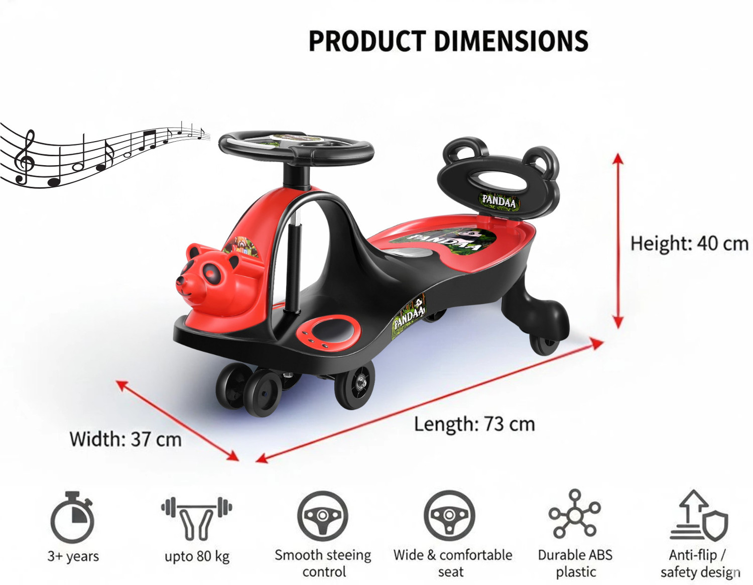 Image of SPEEDFOX Swing Car Ride-On | Musical Twist Car with Smooth Wheels | No Pedal Ride Toy