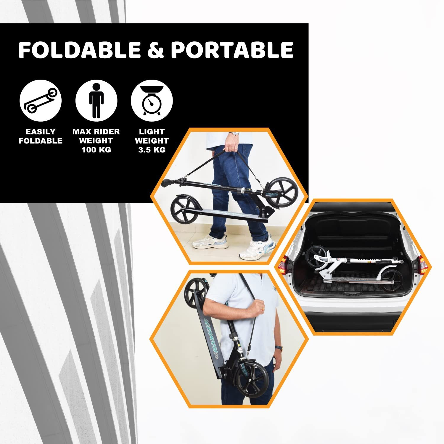 Image of Pandaoriginals Strongest Frame & Largest Wheels, Height Adjust Scooter ,Weight Cap 100kg