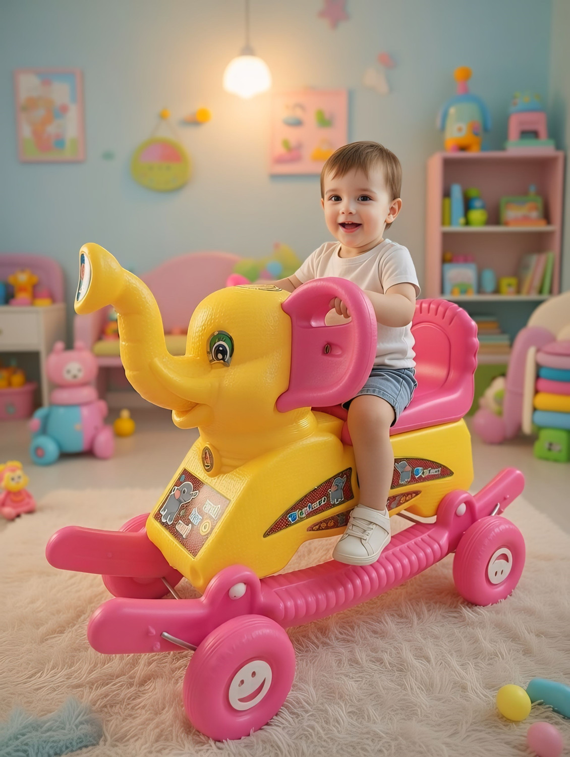 Image of oh baby Elephant Rider for Kids 1-5 Years Rideons & Wagons Non Battery Operated Ride