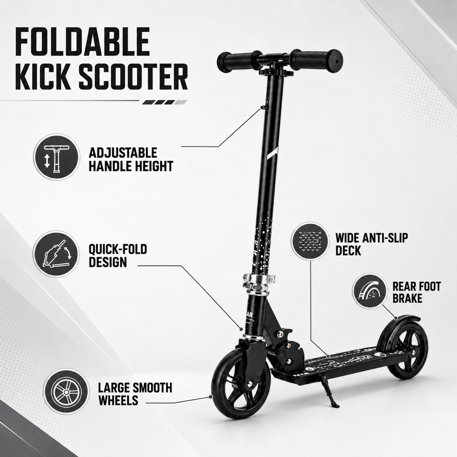 Image of Street Hawk kick scooter for adult with smooth brakes ,big 10 inch wheel with berring adjustable