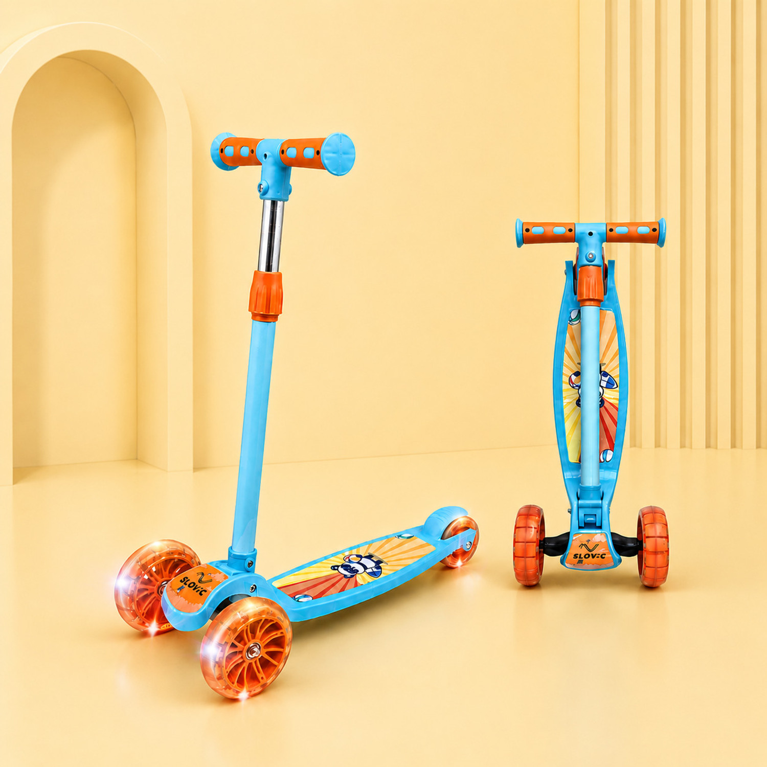 Image of SLOVIC Kick Scooter For Kids 3+ Years with Adjustable Height | Lightweight & LED Weel Kids Scooter