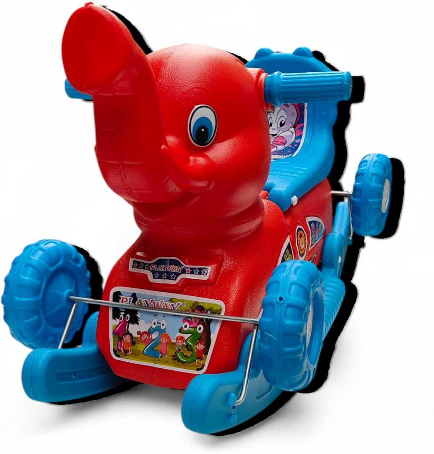 Image of Fuddu Style Elephant Rocker Ride-On Toy for Kids with Wheels & Handle