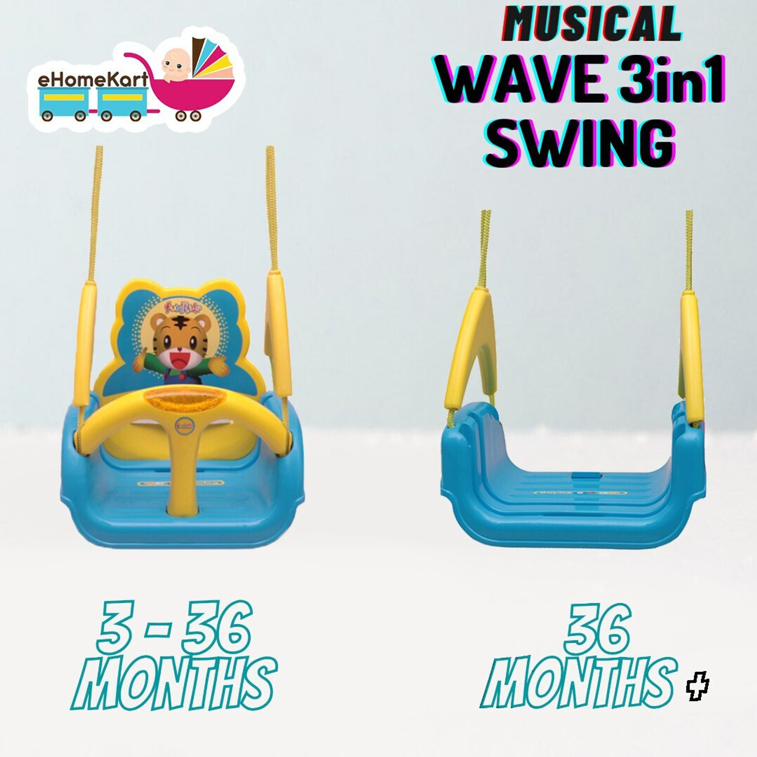 Image of Ehomekart 3 in 1 Wave Adjustible Swing Toy with Music for Kids