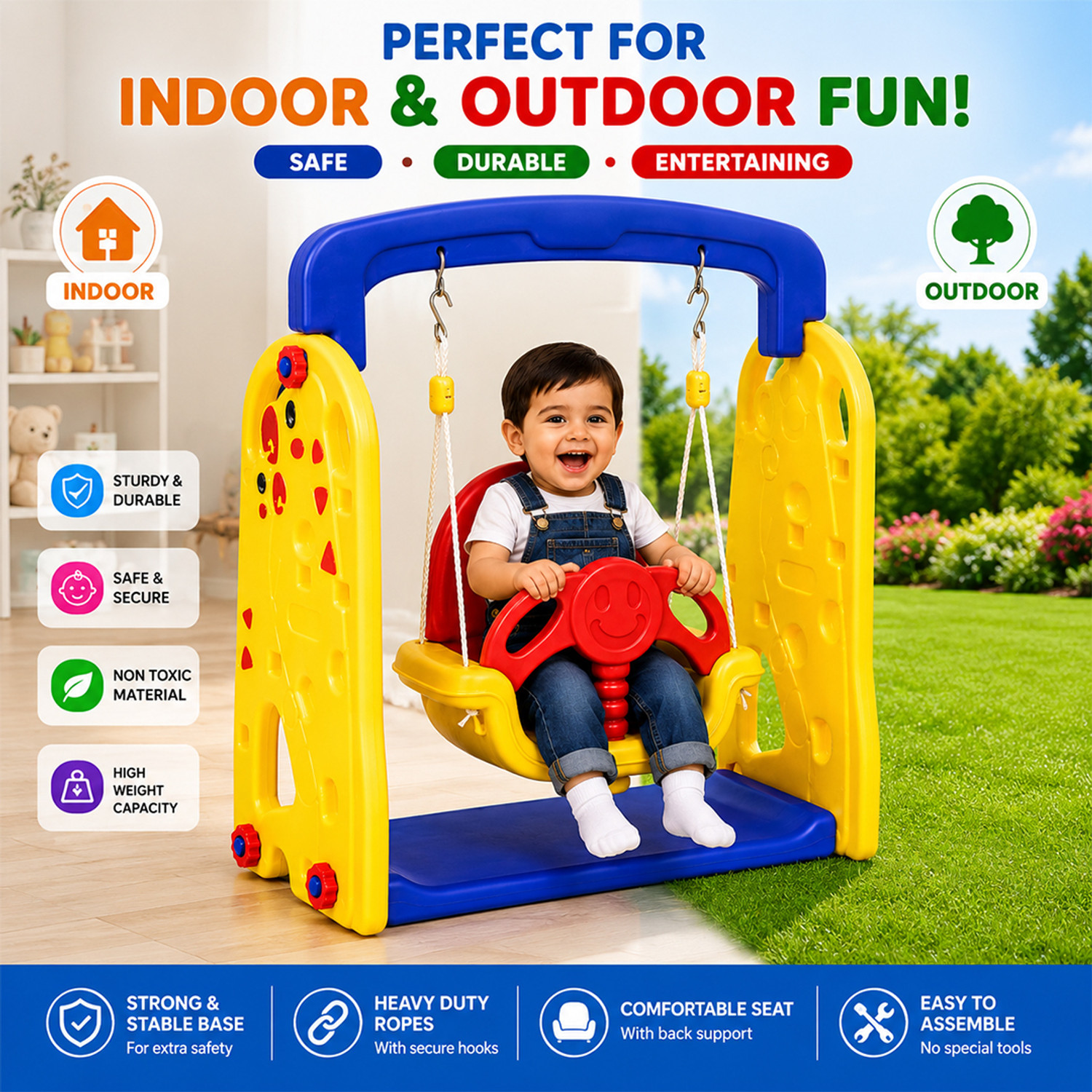 Image of Toy Plus Metal Single Swing and Glider with Mist Feature