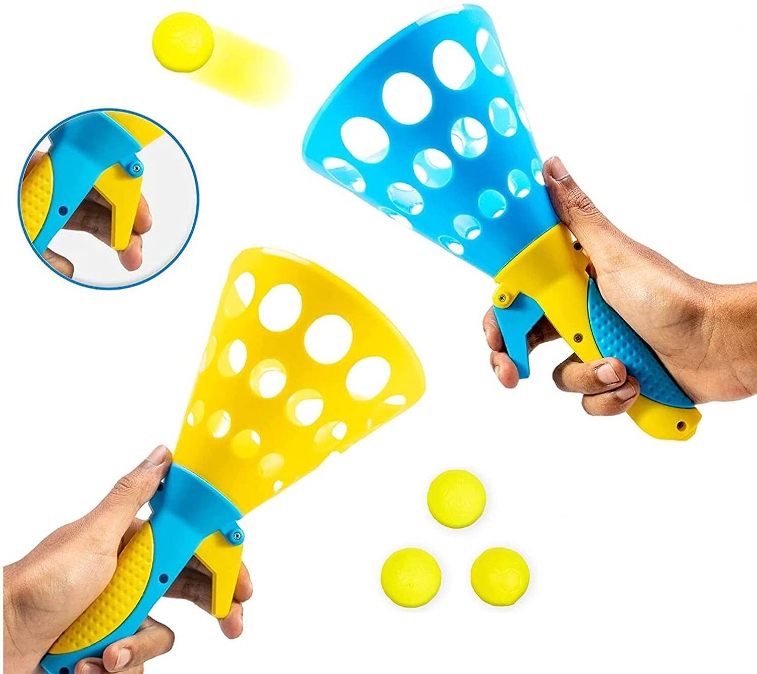 Banke Ji Click and Catch Ball Launcher Game with 3 Balls Indoor Outdoor Toy Set for kids