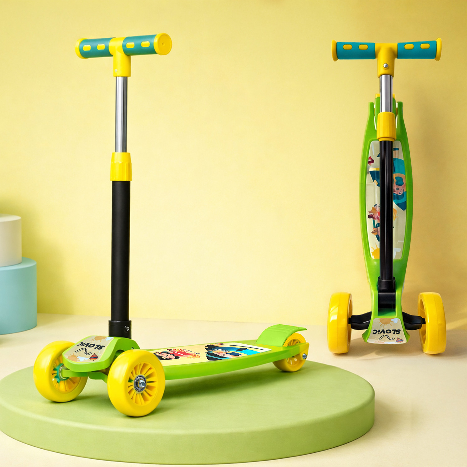 Image of SLOVIC Kick Scooter For Kids 3+ Years with Adjustable Handle Height Lightweight Kids Scooter