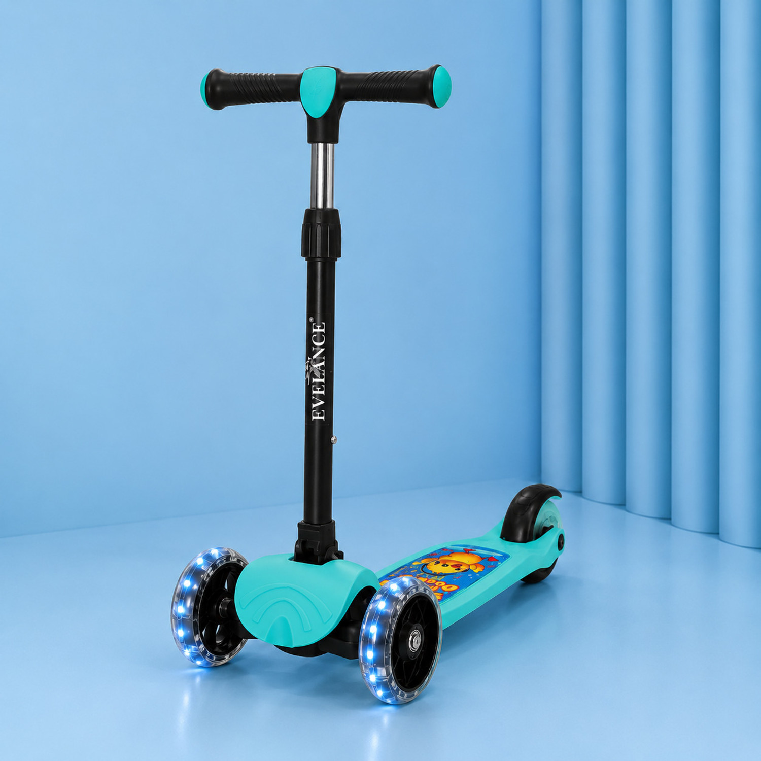 Image of EVELANCE Rocket 3-Wheel Kick Scooter 4 Kids Adjustable Height & Foldable With LED Wheels