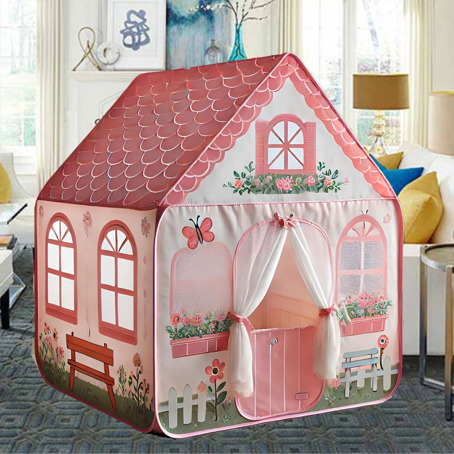 Image of KENIX New outdoor 105-BIG JUMBO SIZE KIDS PLAY TENT HOUSE FOR Kids ( PINK CITY) OT10