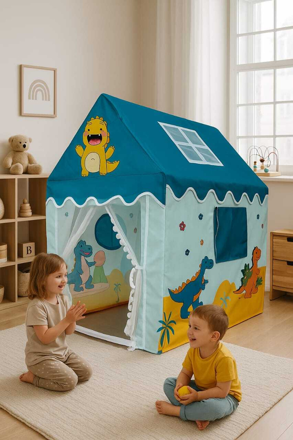 Image of HERRYENTERPRISE DINOSAURS Foldable Play Tent for Boys & Girls | Outdoor Playhouse Hut