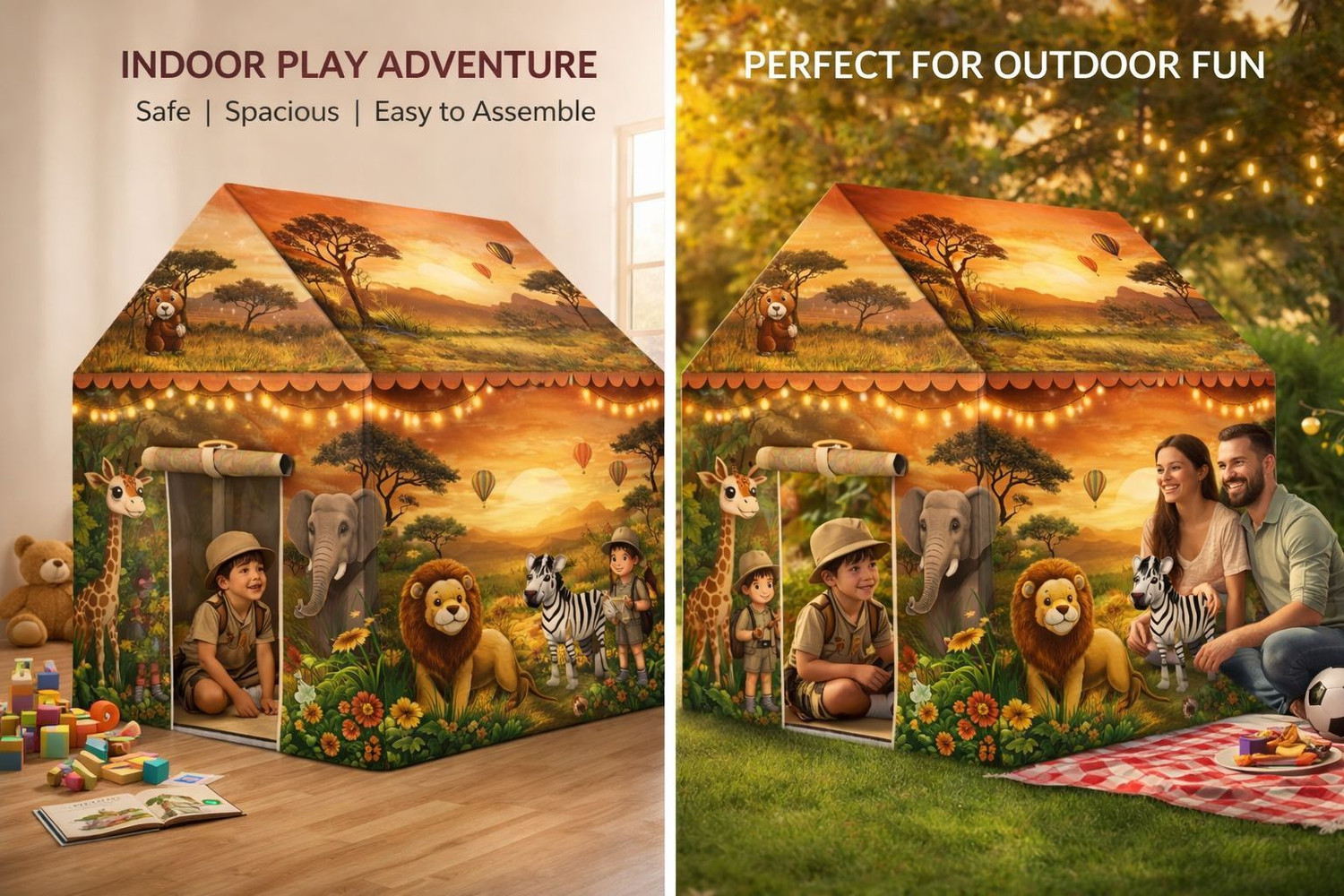 Image of cantus Tent House for 10 Years Kids Toys for Boys and Girls(Safari Theme)(Premium)