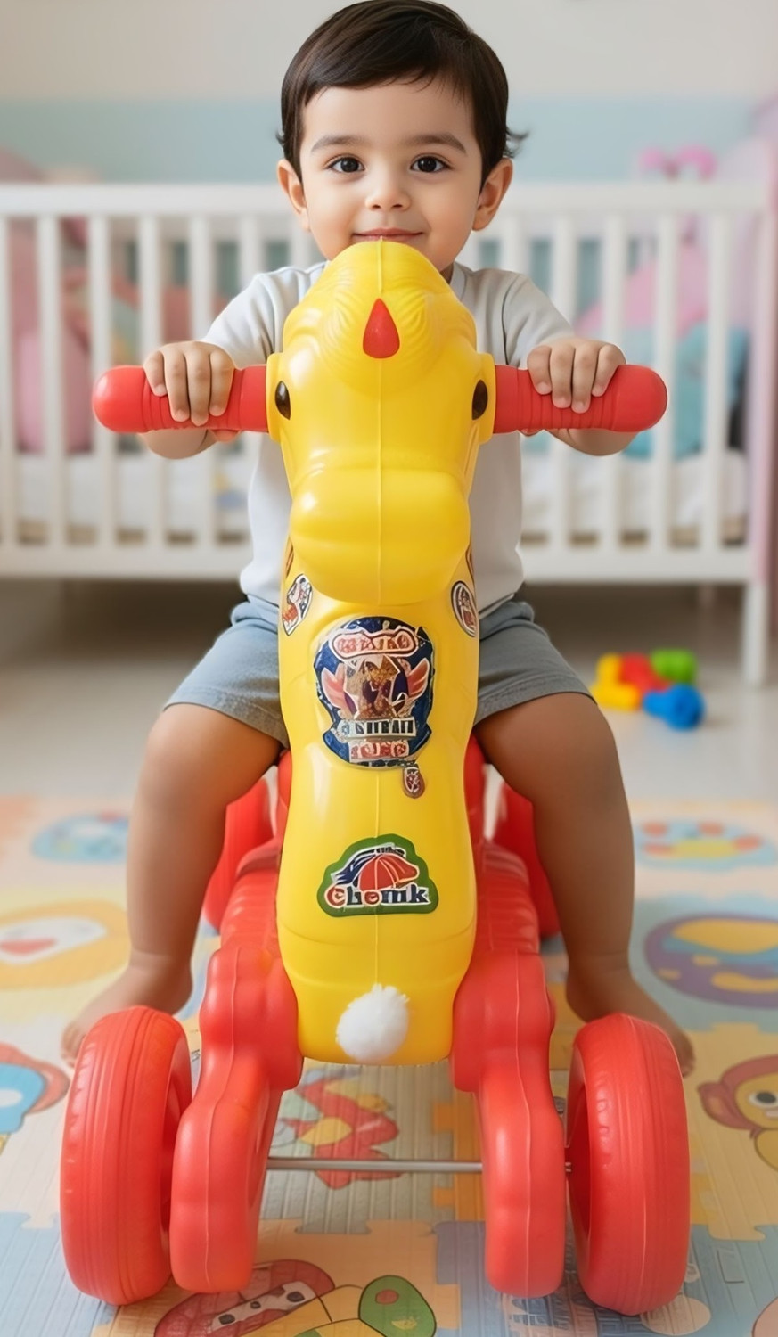 Image of oh baby New Chetak 2-in-1 Ride-On & Rocker Horse Toy for Kids | Non-Battery Operated