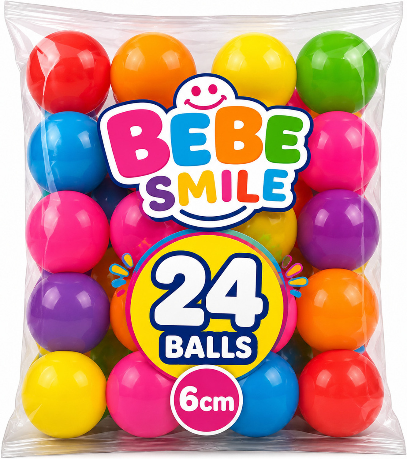 Image of BEBESMILE 24 Pcs of 6 cm Soft Colorfull Plastic Balls and Multicolor Pool Pit Balls Kids