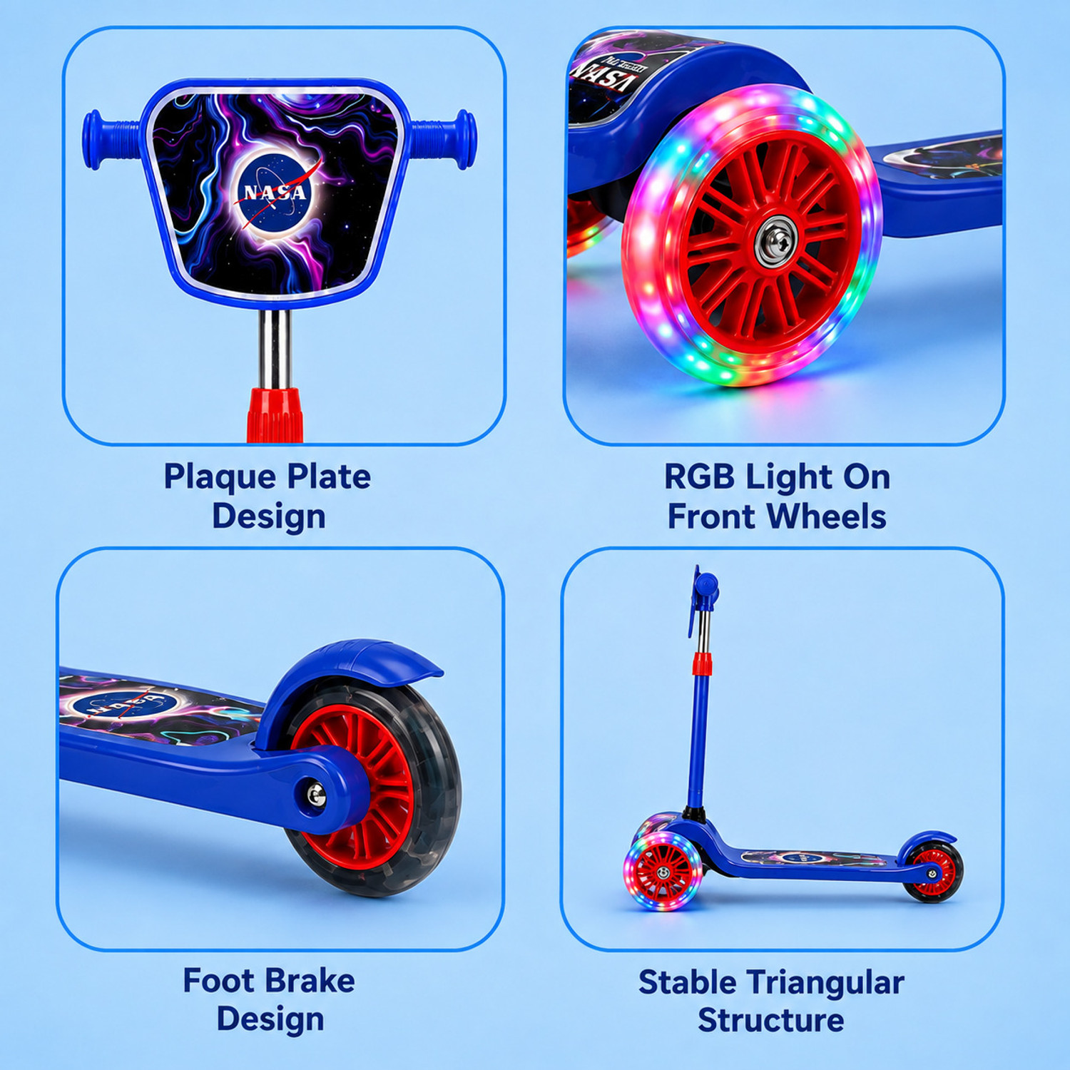 Image of Mamma Love Space Rider Kids 3 Wheel Scooter with Adjustable Height, Age 3-10 Years