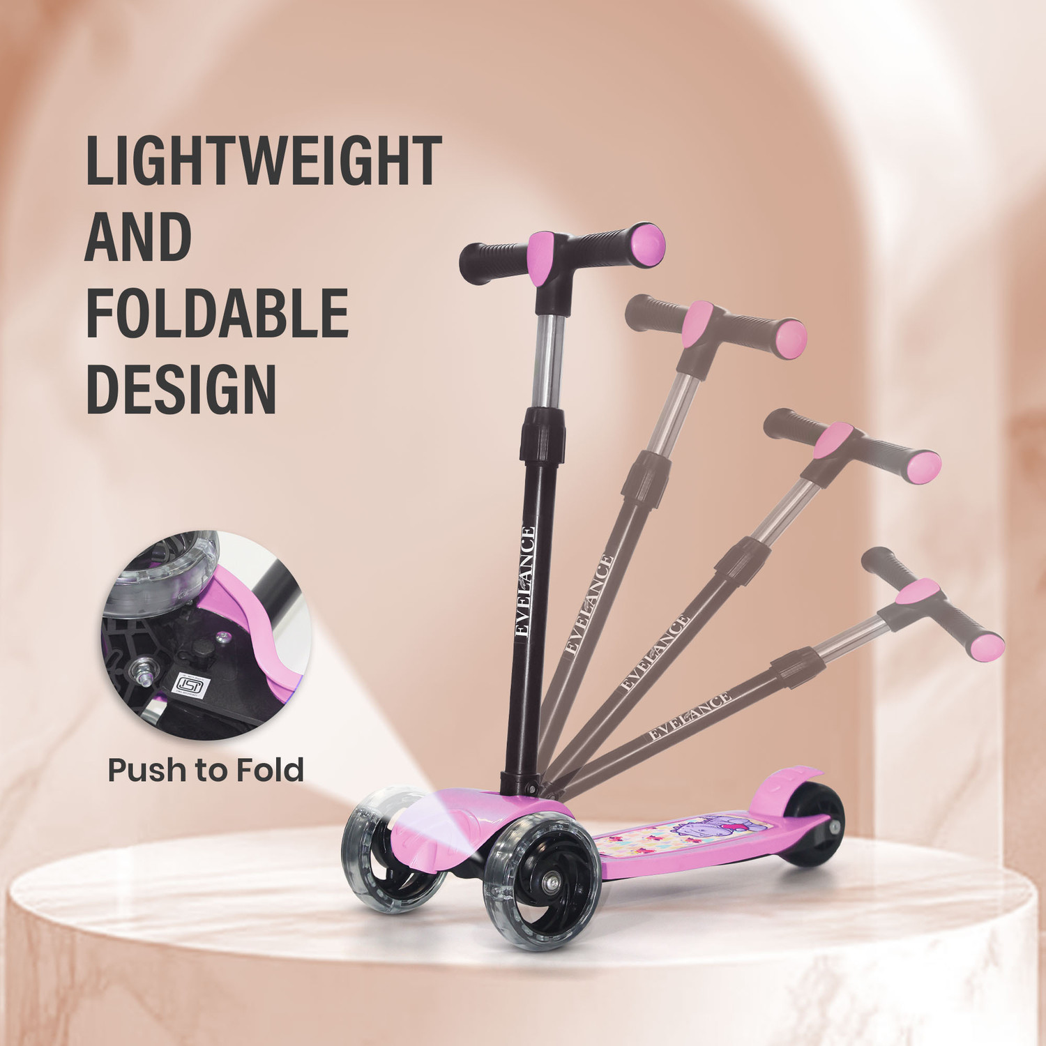 Image of EVELANCE Lil Roamer Scooter Foldable Kick Skating Cycle| Skate Scooter 50Kg Capacity Kids Scooter