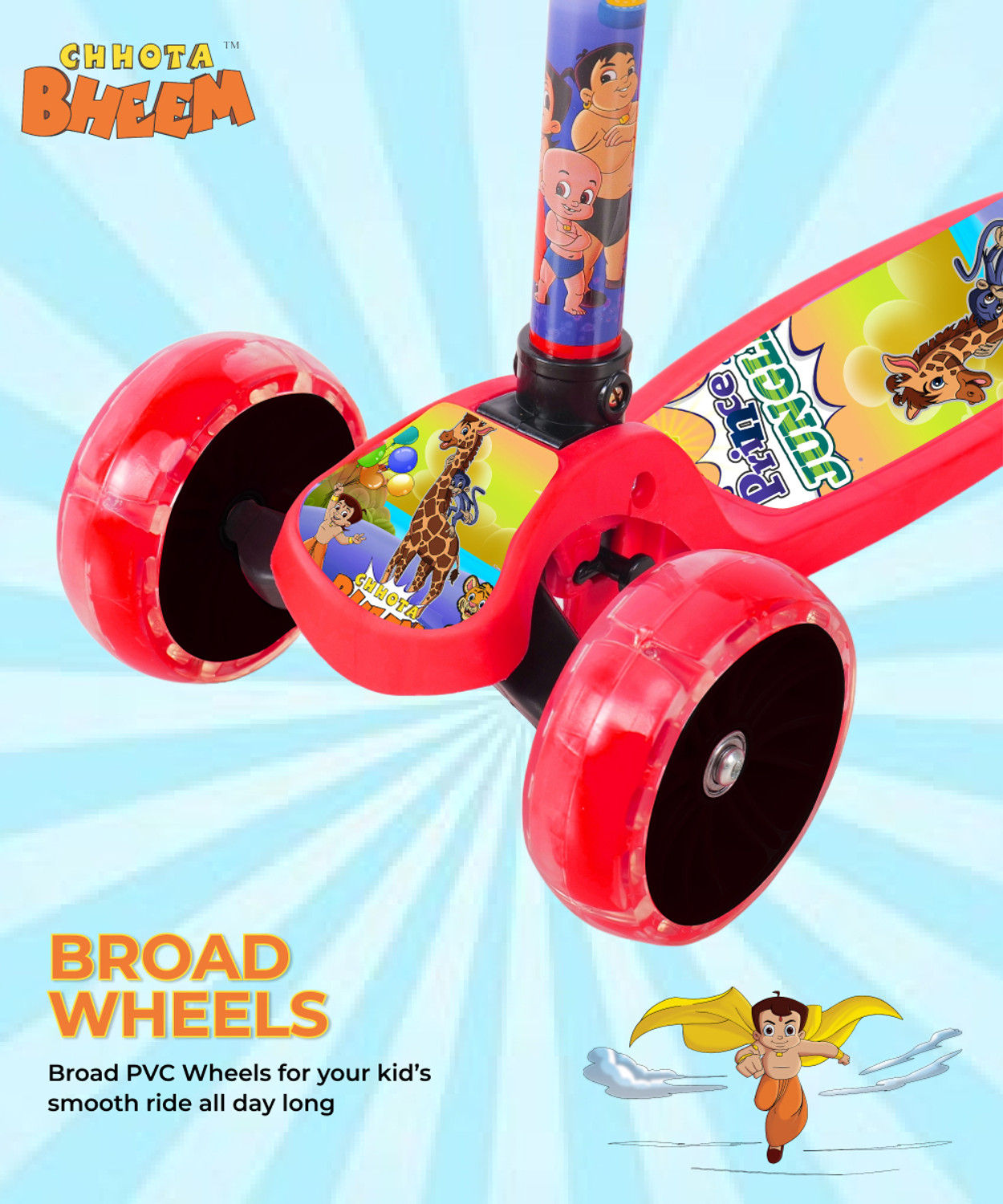 Image of Miss & Chief Chotta Bheem 3 Wheel Scooter for Kids, Lightweight|Foldable & Adjustable Height