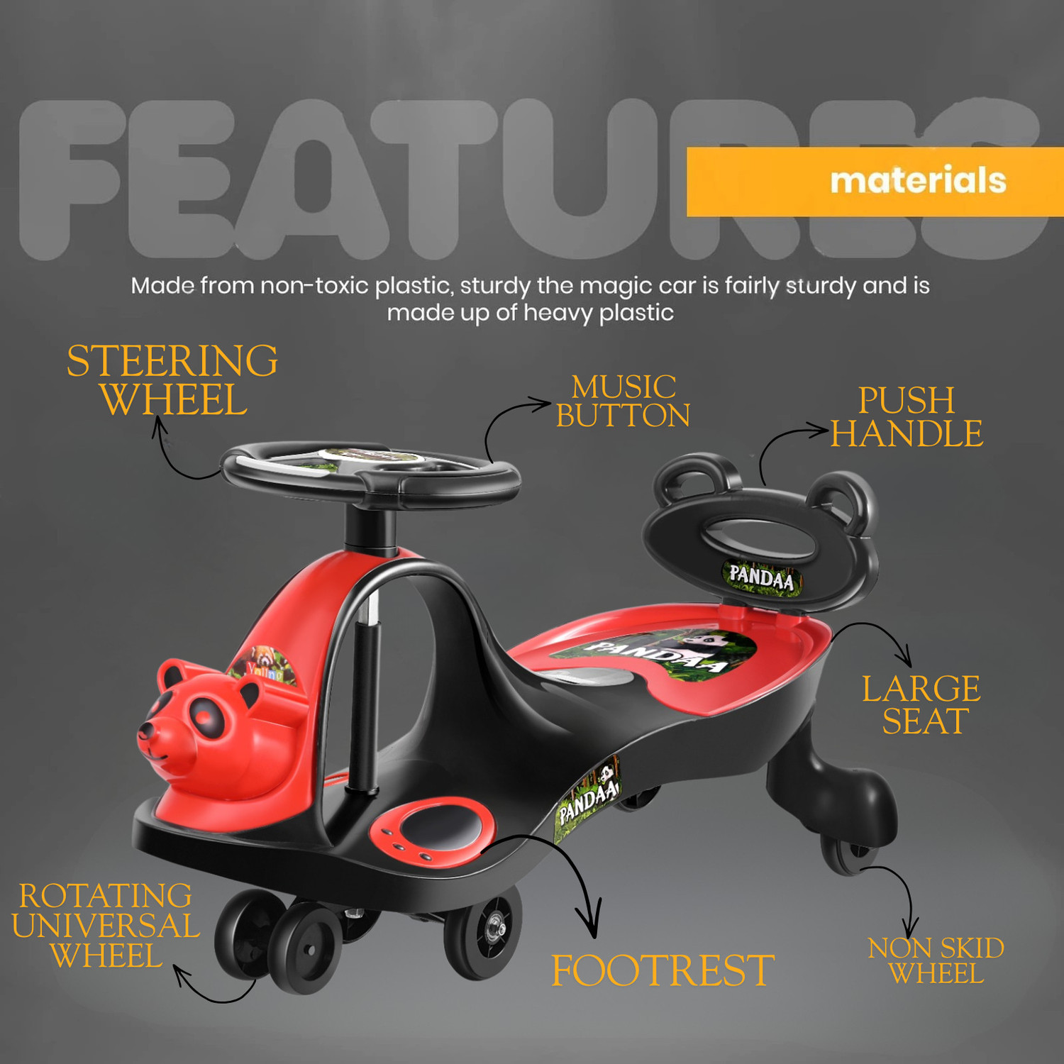 Image of SPEEDFOX Swing Car Ride-On | Musical Twist Car with Smooth Wheels | No Pedal Ride Toy