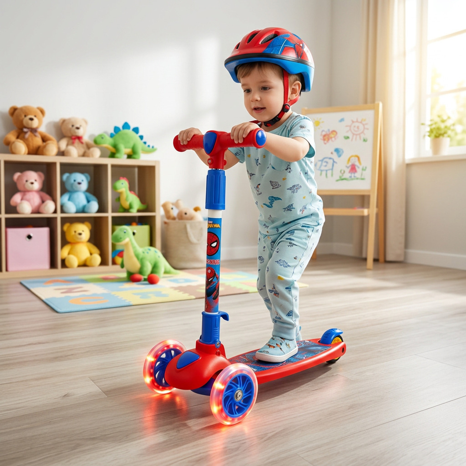 Image of Avengers Spiderman 3 Wheeled Heroglide Kick Scooter
