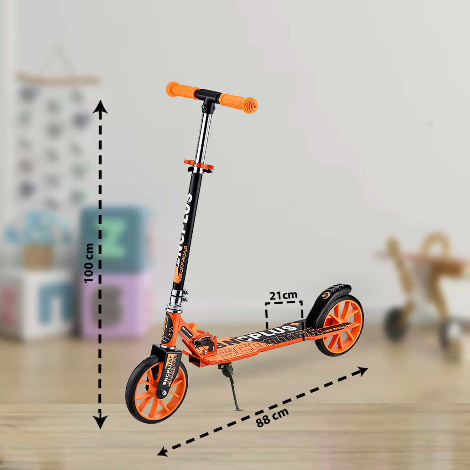 Image of HOUSE OF COMMON Folding kick scooter with adjustable handle for age group 2-6 years Kids Scooter (Orange, Black)