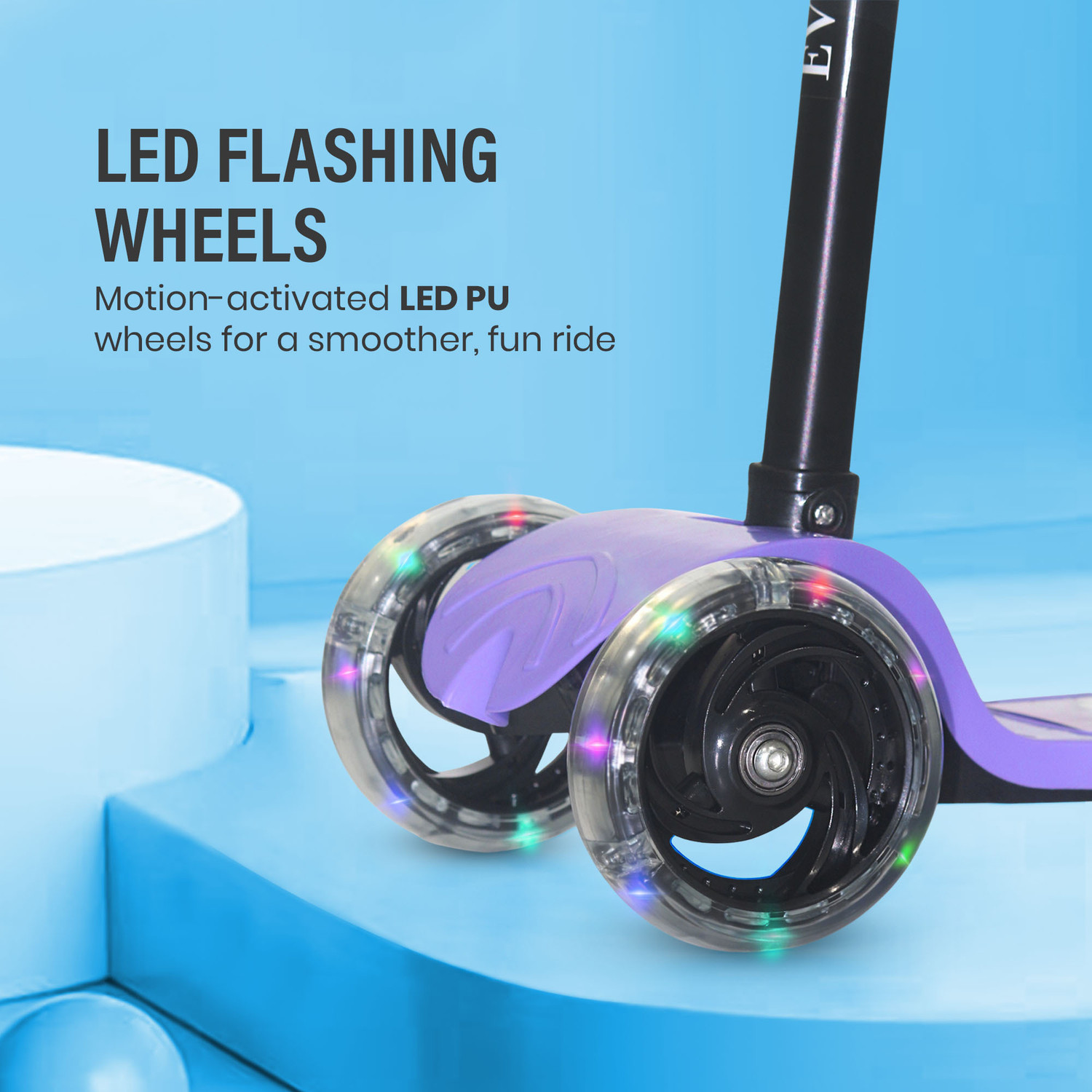 Image of EVELANCE Rocket 3-Wheel Kick Scooter 4 Kids Adjustable Height & Foldable With LED Wheels