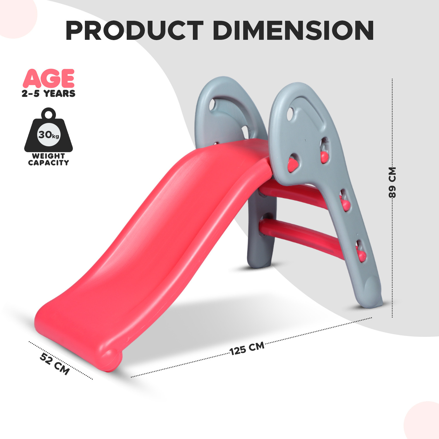 Image of Toy Plus Freestanding Foldable Slides for Kids, (24 Months+) Grey & Red