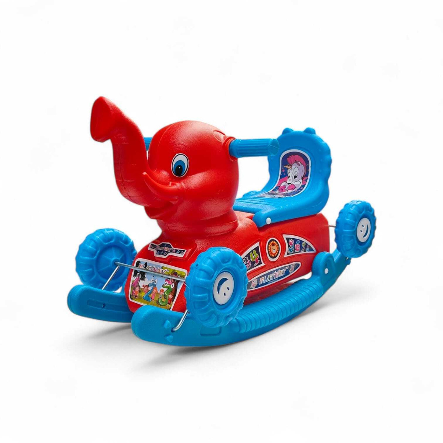 Image of Fuddu Style Elephant Rocker Ride-On Toy for Kids with Wheels & Handle