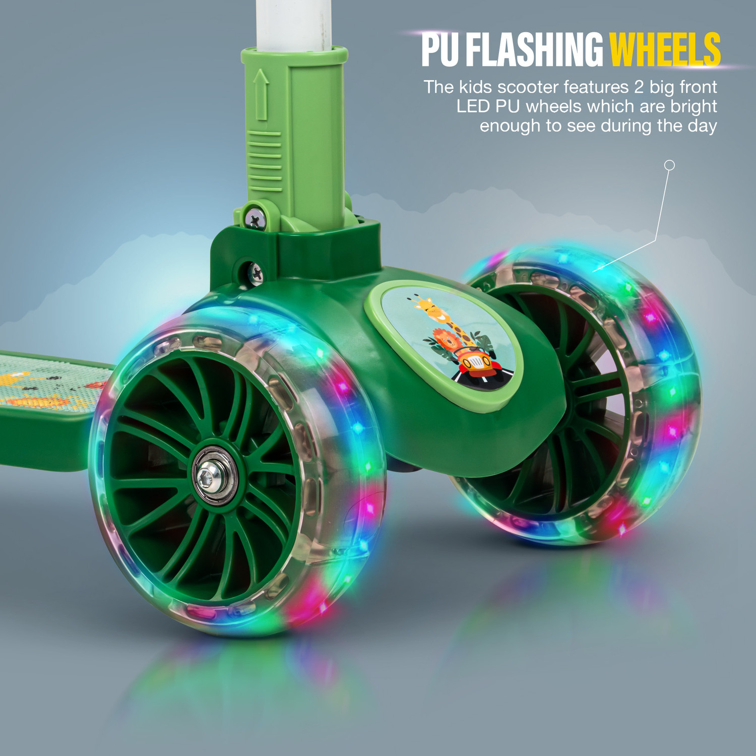 Image of baybee Kitty Kids Kick Scooter for Kids Baby Runner Skate Scooter with LED PU Wheels