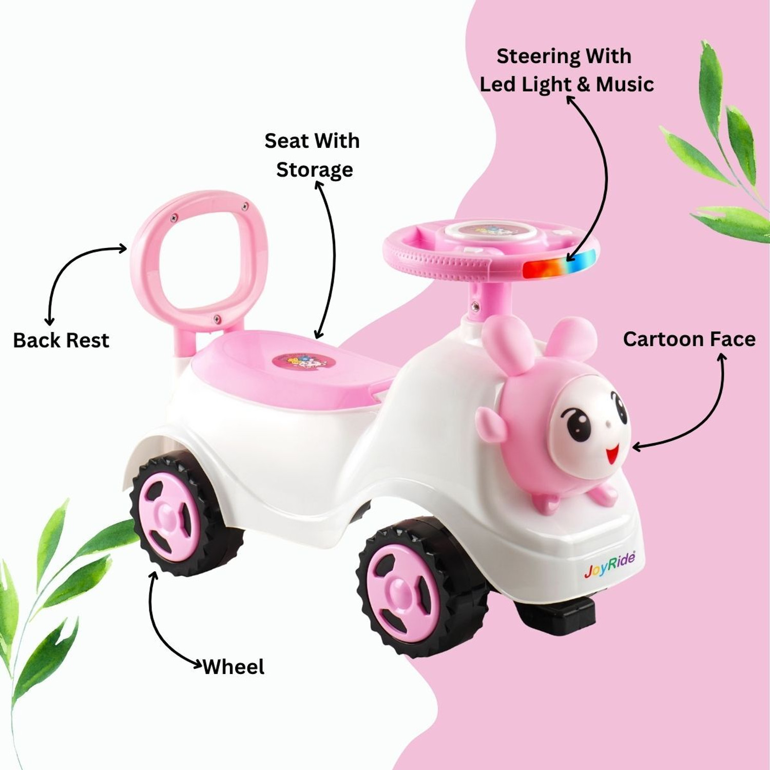 Image of JoyRide Wrom Rider for Kids Boys & Girls with LED Lights, Music, and Under-Seat Storage