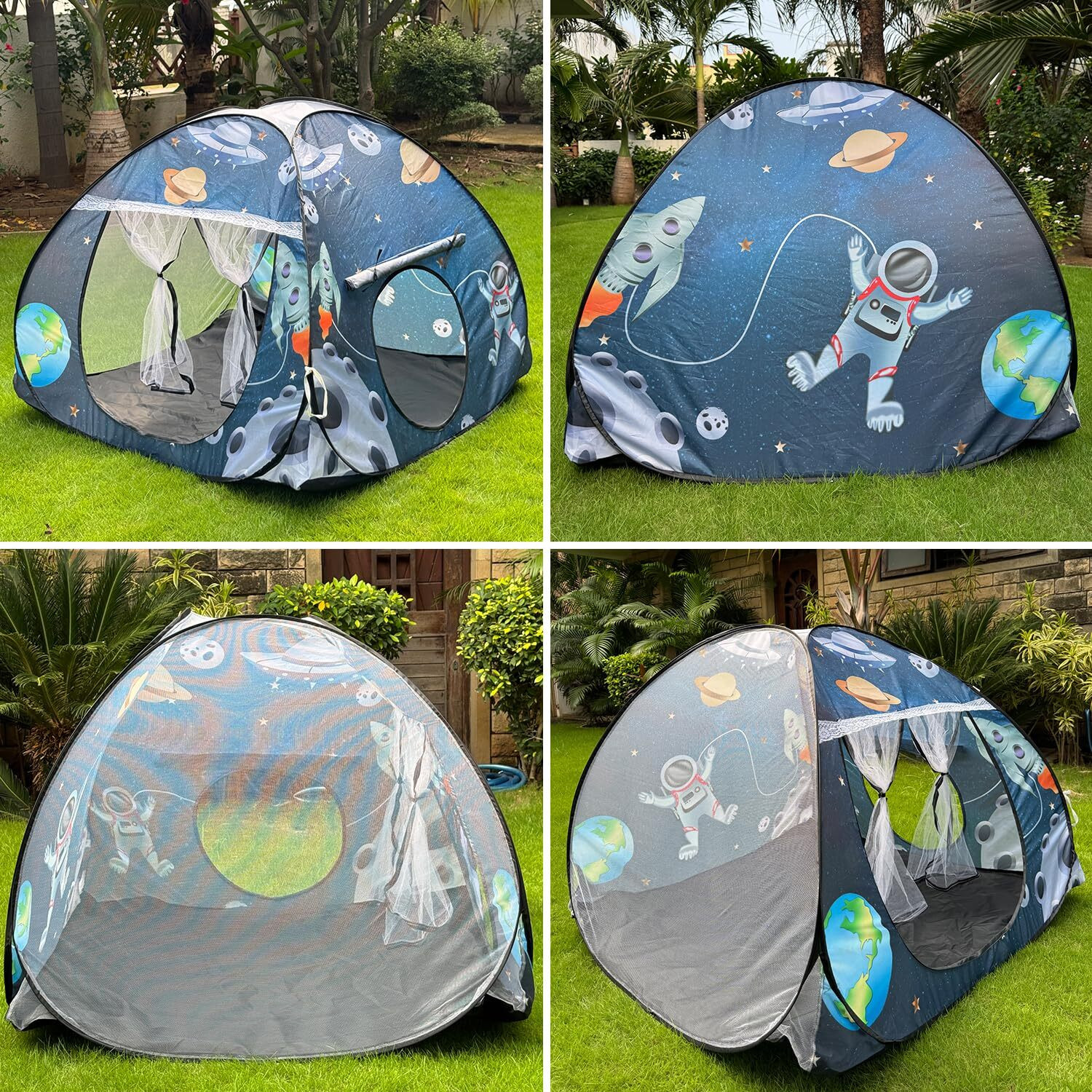 Image of SILVER SHINE Foldable Play Tent House Big Size for Girl Boys with Planet Theme