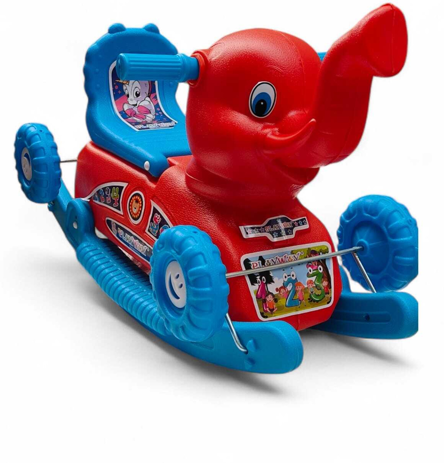 Image of Fuddu Style Elephant Rocker Ride-On Toy for Kids with Wheels & Handle