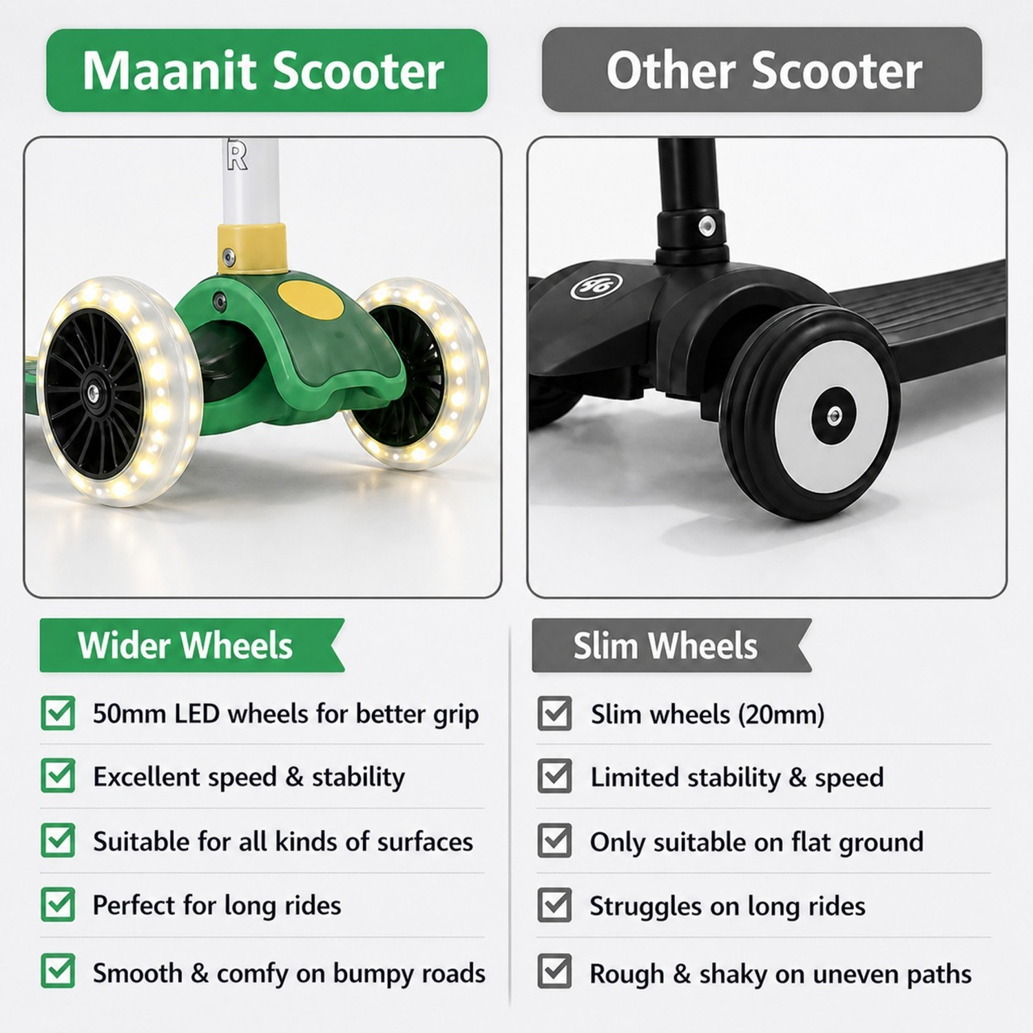 Image of Maanit DASH TOYS Tike Scooter LED LIGHT For Kids 3 To 10 Years PU Wheels With Brake